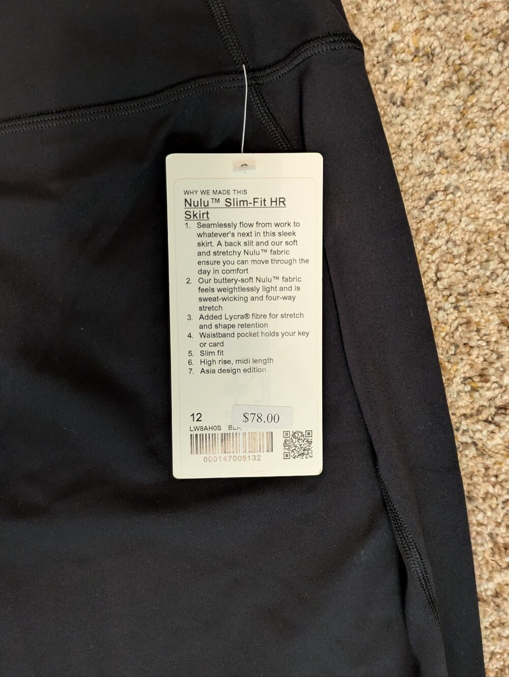 NWT Lululemon Nulu Slim-Fit HR Midi Skirt Black 12 - Picture 3 of 6
